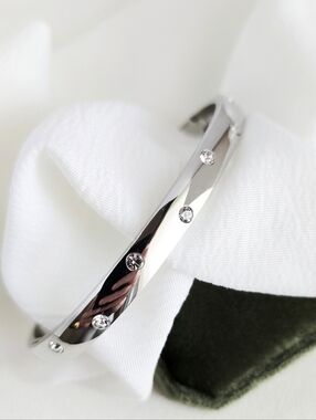 NEW Silver CZ Diamond Bangle Bracelet